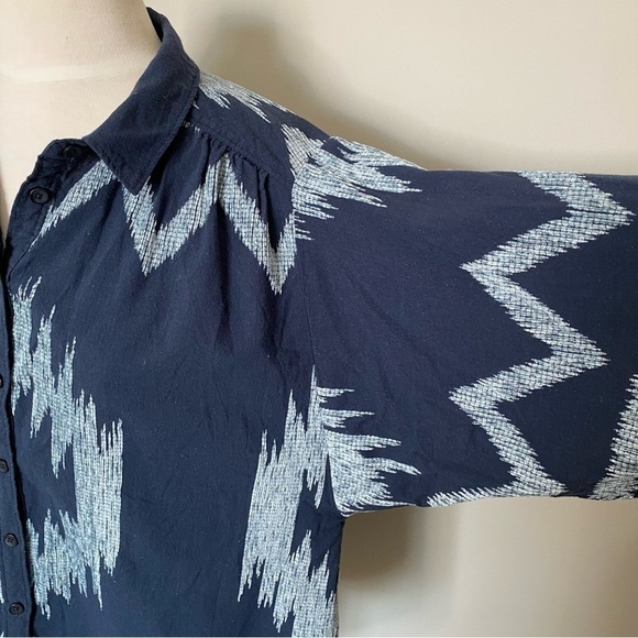 Anthropologie Pilcro The Romy Oversized Button Down Navy Western Aztec Top, Sm - Picture 3 of 16